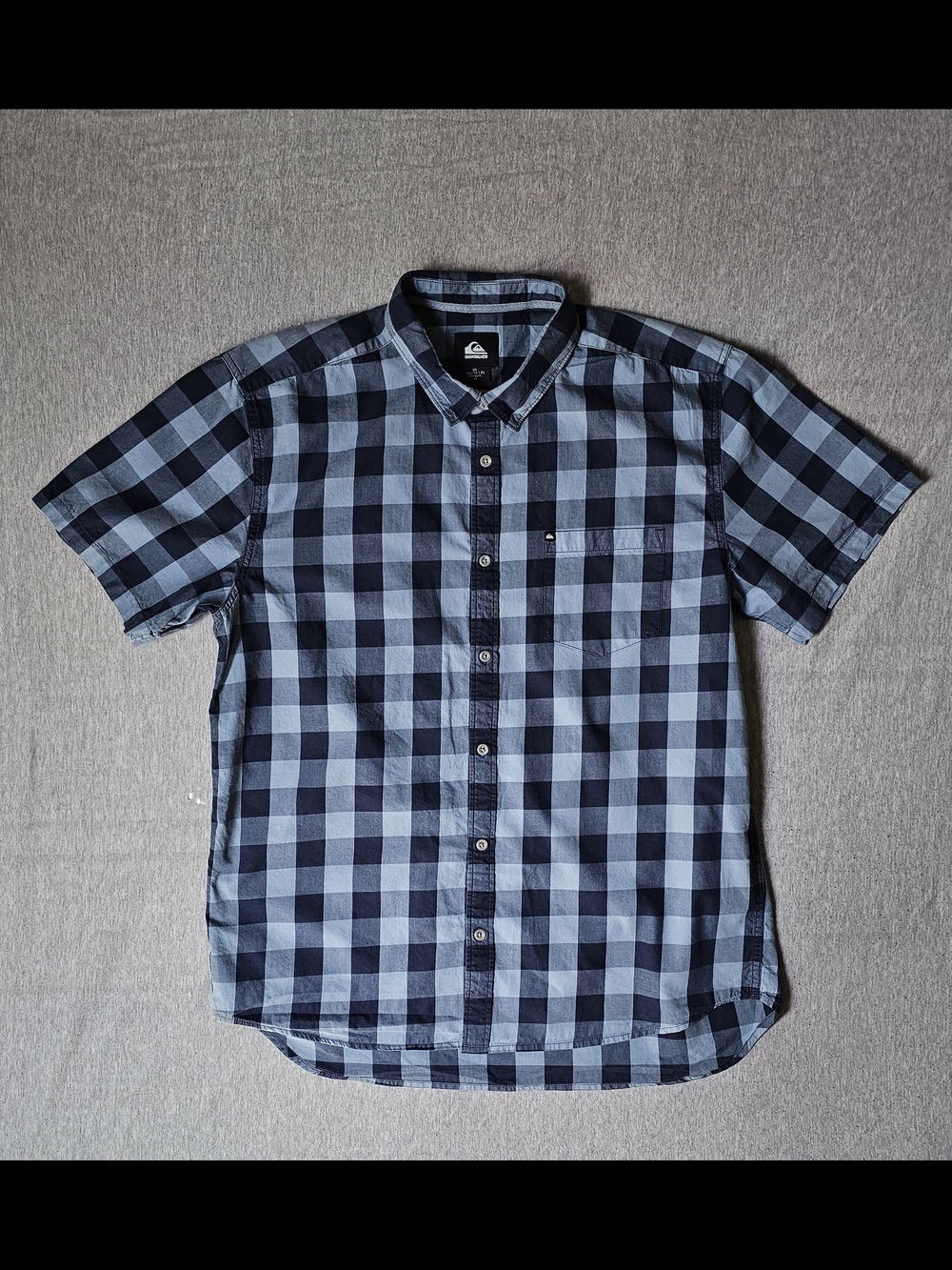 Quiksilver Men's Short-Sleeve Blue Check Button-Up Shirt